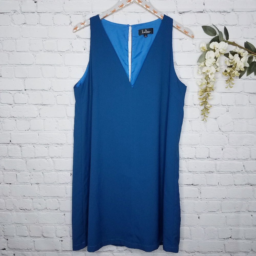 Lulus Near or Bar Blue Shift Dress
